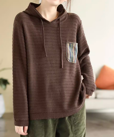 Babakud Women Cotton Knit Hoodie with Pockets