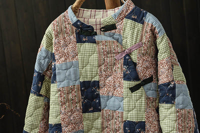 Women Winter Vintage Ethnic-Inspired Patchwork Quilted Pullover Top