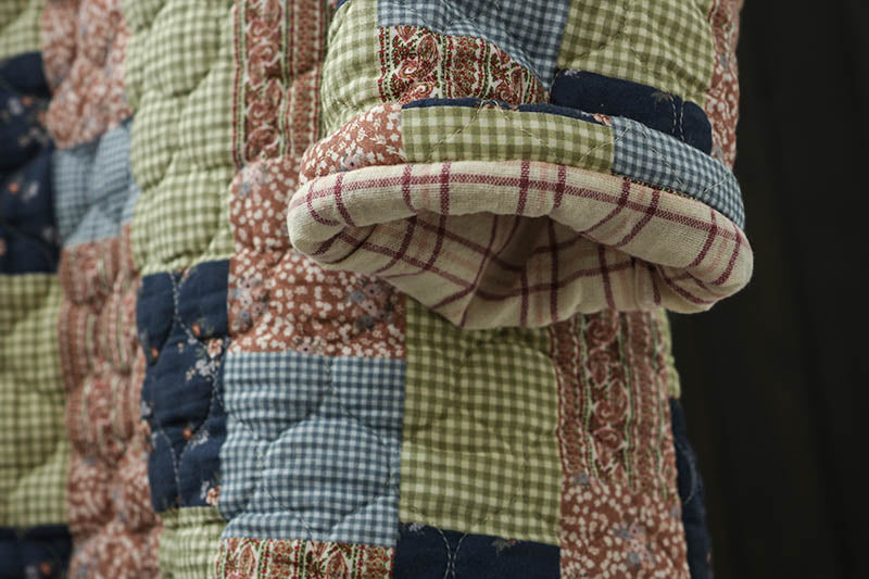 Women Winter Vintage Ethnic-Inspired Patchwork Quilted Pullover Top