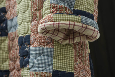 Women Winter Vintage Ethnic-Inspired Patchwork Quilted Pullover Top