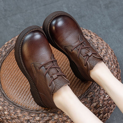 Babakud Retro Top Leather Round Toe Soft Sole Slip-On Flat Boots