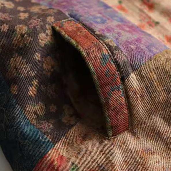 Women Winter Vintage Colorful Printed Quilted Cotton Shirt