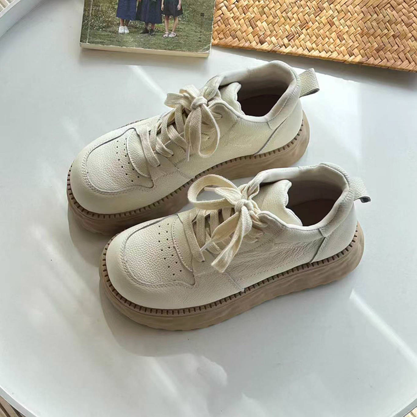 Retro Genuine Leather Platform Soft Sole Casual Versatile Shoes