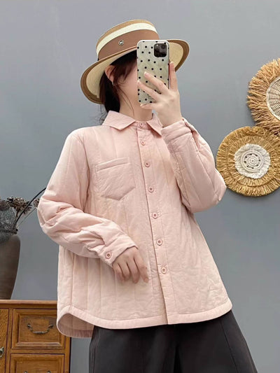 Winter Warm Cotton-In Shirt Collar Single-Breasted Shirt Coat