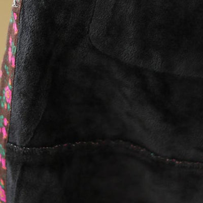 Women Winter Fashion Fleece-Lined Hooded Cotton Linen Long Coat