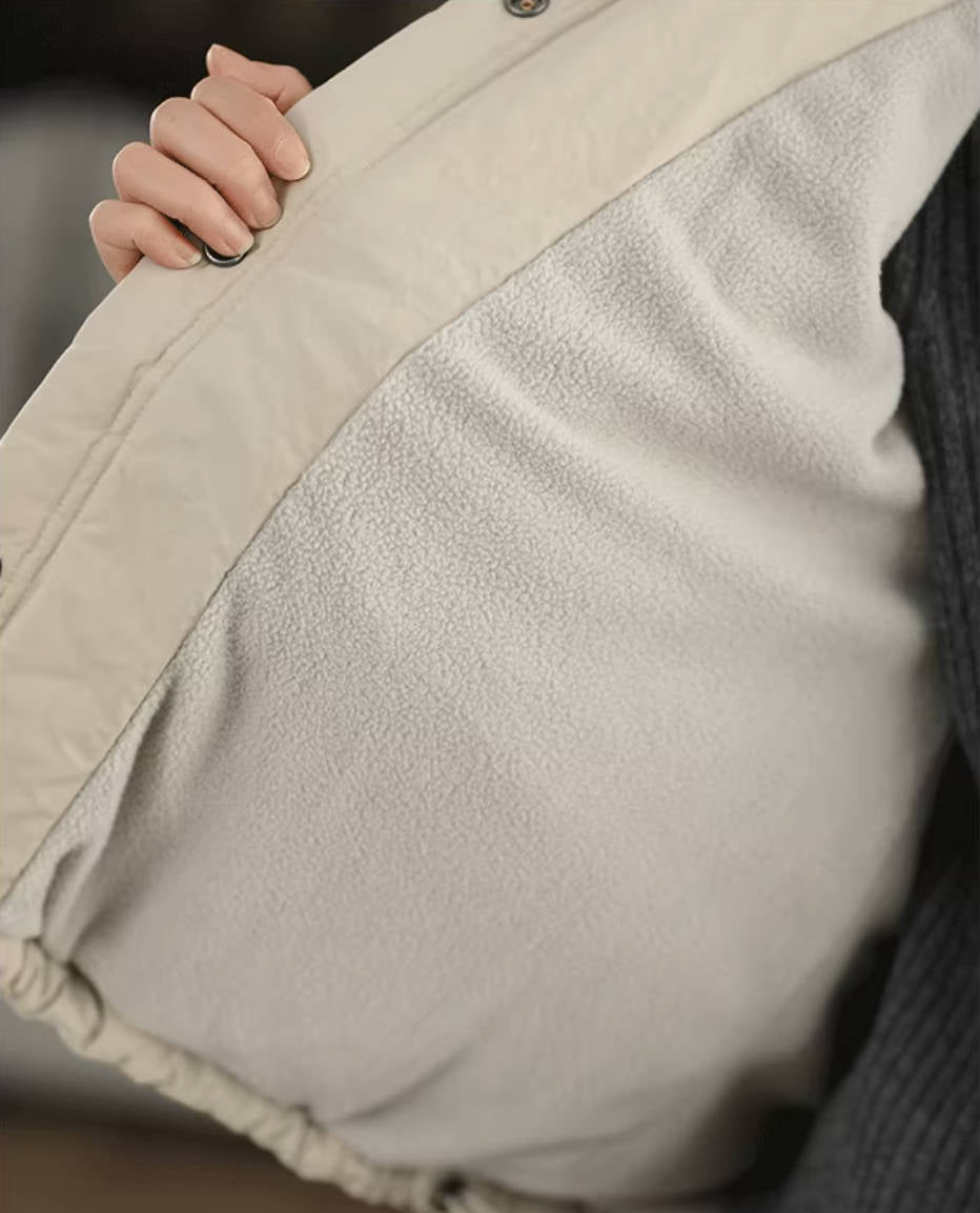 Winter Cotton Round Neck Single-Breasted Warm Cotton-In Coat