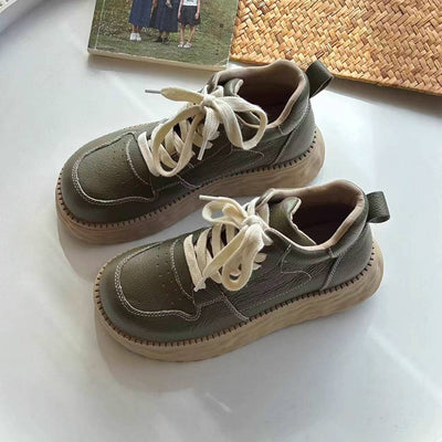 Retro Genuine Leather Platform Soft Sole Casual Versatile Shoes