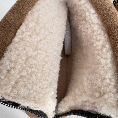 Winter Warm Leather Sueded Cuff Soft Sole Fleece-Lined Ankle Boots