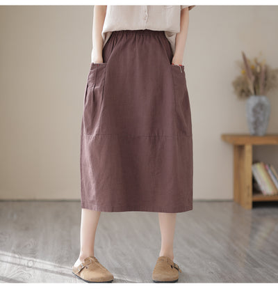 Babakud Women Summer Classic Cotton Linen Skirt