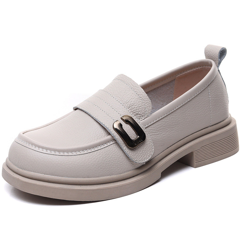 Genuine Leather Retro Classic Shallow Soft Sole Loafer Shoes