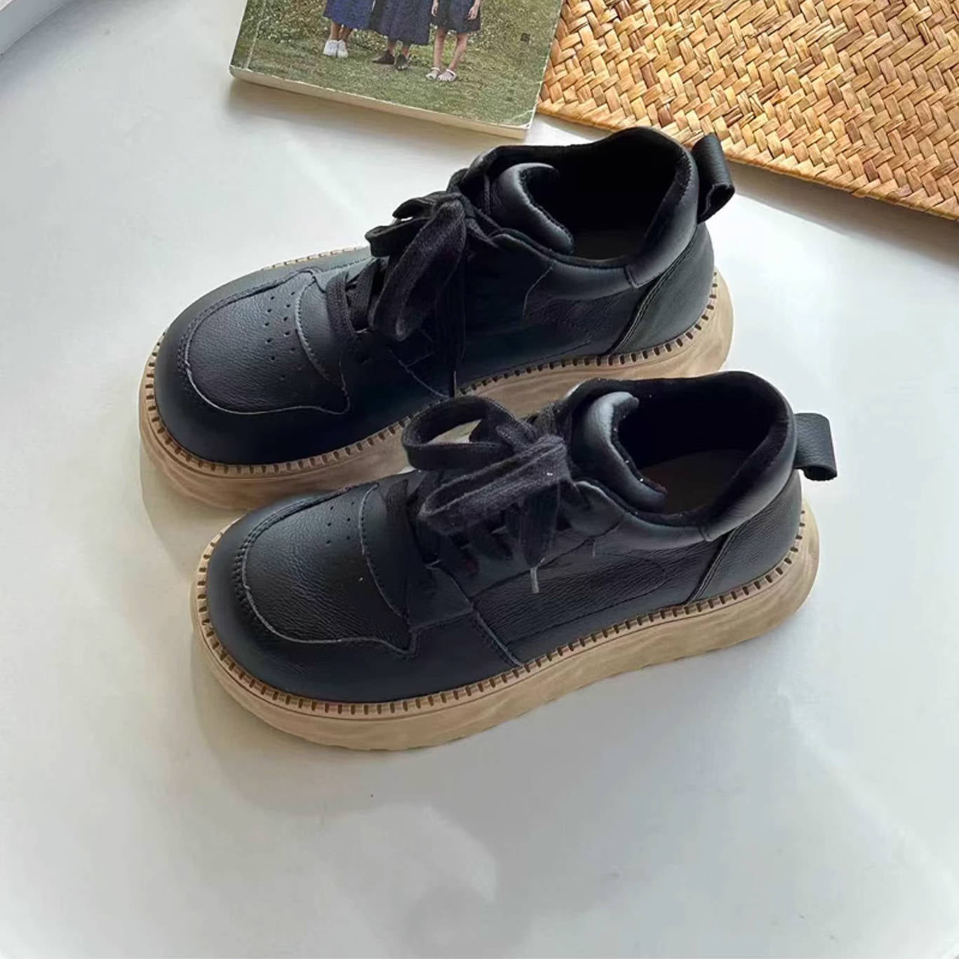 Retro Genuine Leather Platform Soft Sole Casual Versatile Shoes