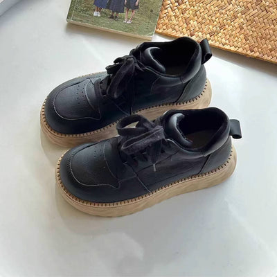 Retro Genuine Leather Platform Soft Sole Casual Versatile Shoes