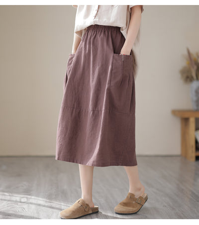 Babakud Women Summer Classic Cotton Linen Skirt