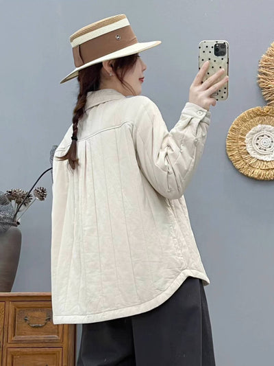 Winter Warm Cotton-In Shirt Collar Single-Breasted Shirt Coat