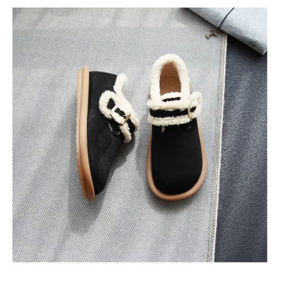 Velcro Warm Wool Flats Casual Suede Shoes for Women