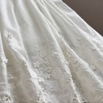 Women Spring Bloom Embroidered Cotton A-Line Skirt