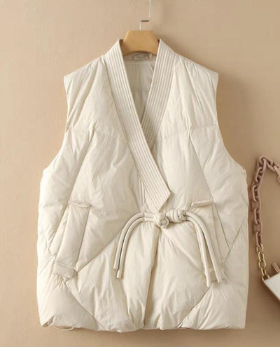 Women Solid Color Warm Puffer Vest