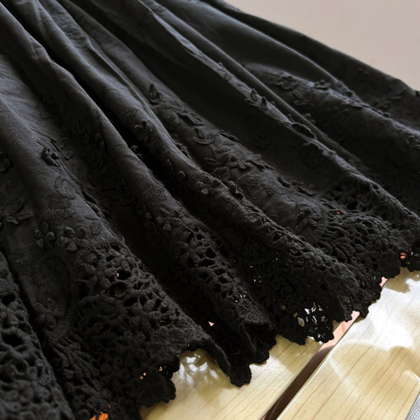 Women Spring Bloom Embroidered Cotton A-Line Skirt