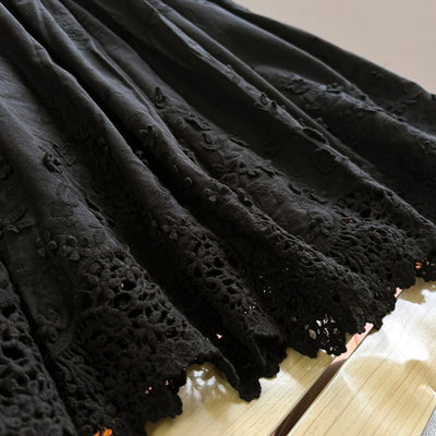 Women Spring Bloom Embroidered Cotton A-Line Skirt