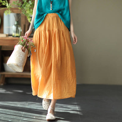Babakud Women Premium Cotton Linen Long Skirt