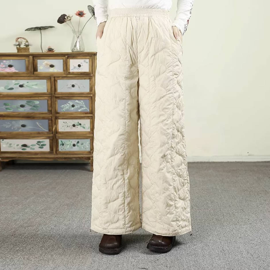 Winter Warm Solid Color Cotton-In Soft Loose Ankle-Cinching Pants