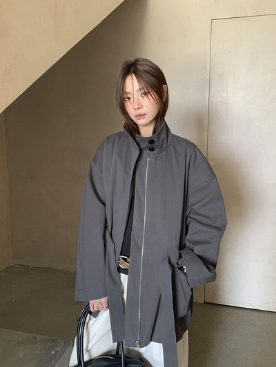 Autumn Casual Cotton Lapel Lace-Up Middle Length Coat