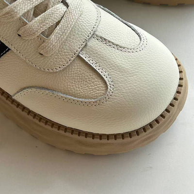 Casual Top Leather Round Toe Platform Patchwork Ankle Boots