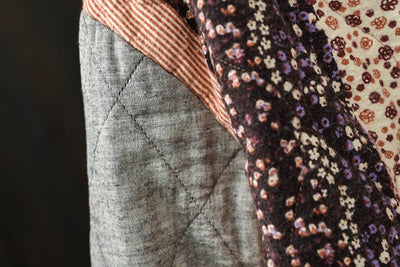 Women Winter Vintage Ethnic Floral Patchwork Quilted Cotton-Linen Jacket