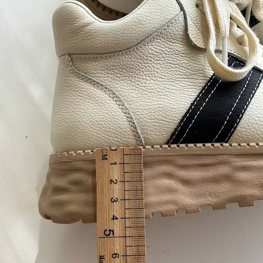 Casual Top Leather Round Toe Platform Patchwork Ankle Boots