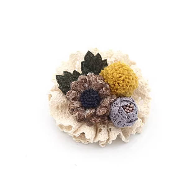Cute Cotton Knitted Lace Flowers Brooch