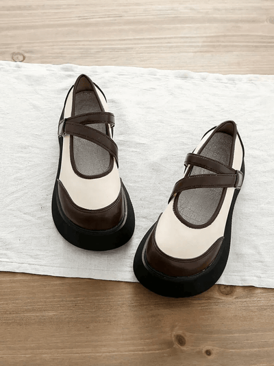 Babakud Women Vintage Color-Block Mary Jane Shoes