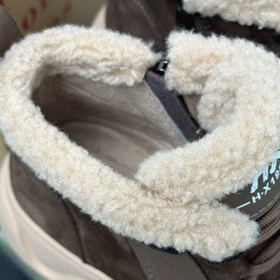 Retro Leather Sueded Thick Sole Platform Warm Plush Ankle Boots