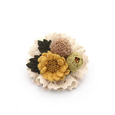 Cute Cotton Knitted Lace Flowers Brooch