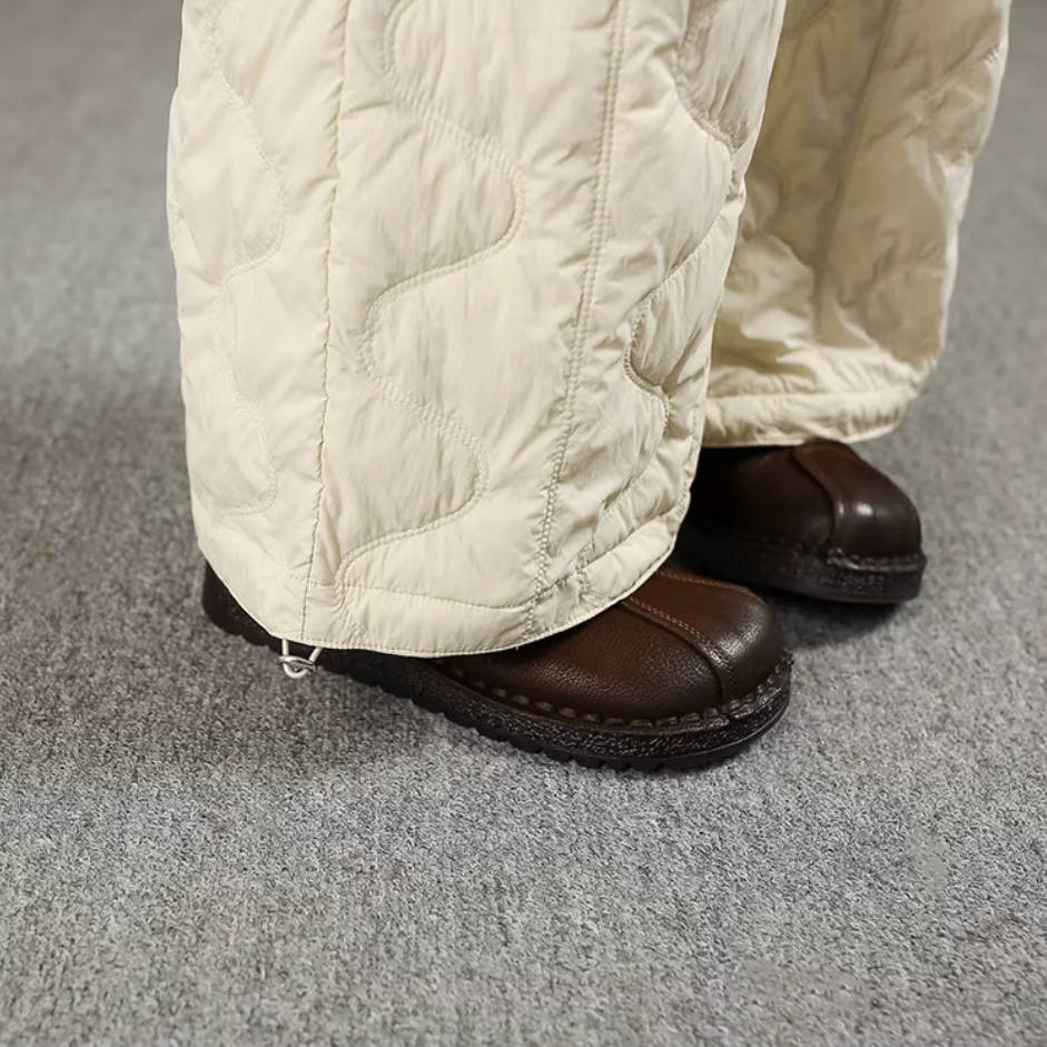 Winter Warm Solid Color Cotton-In Soft Loose Ankle-Cinching Pants