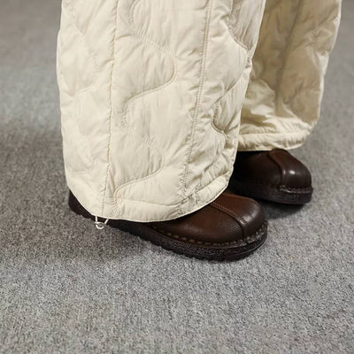 Winter Warm Solid Color Cotton-In Soft Loose Ankle-Cinching Pants