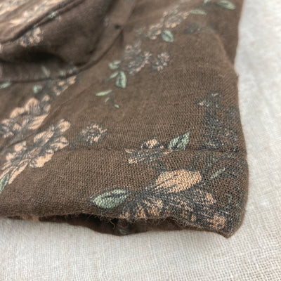 Women Winter Vintage Printed Floral Quilted Cotton Linen Vest