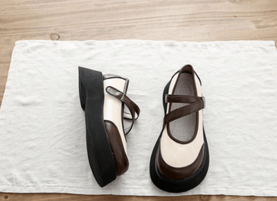 Babakud Women Vintage Color-Block Mary Jane Shoes