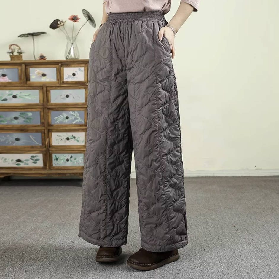 Winter Warm Solid Color Cotton-In Soft Loose Ankle-Cinching Pants