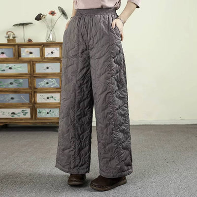 Winter Warm Solid Color Cotton-In Soft Loose Ankle-Cinching Pants