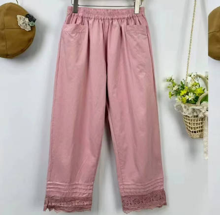 Women Summer Solid Color Linen Elastic Waist Cropped Pants – Babakud