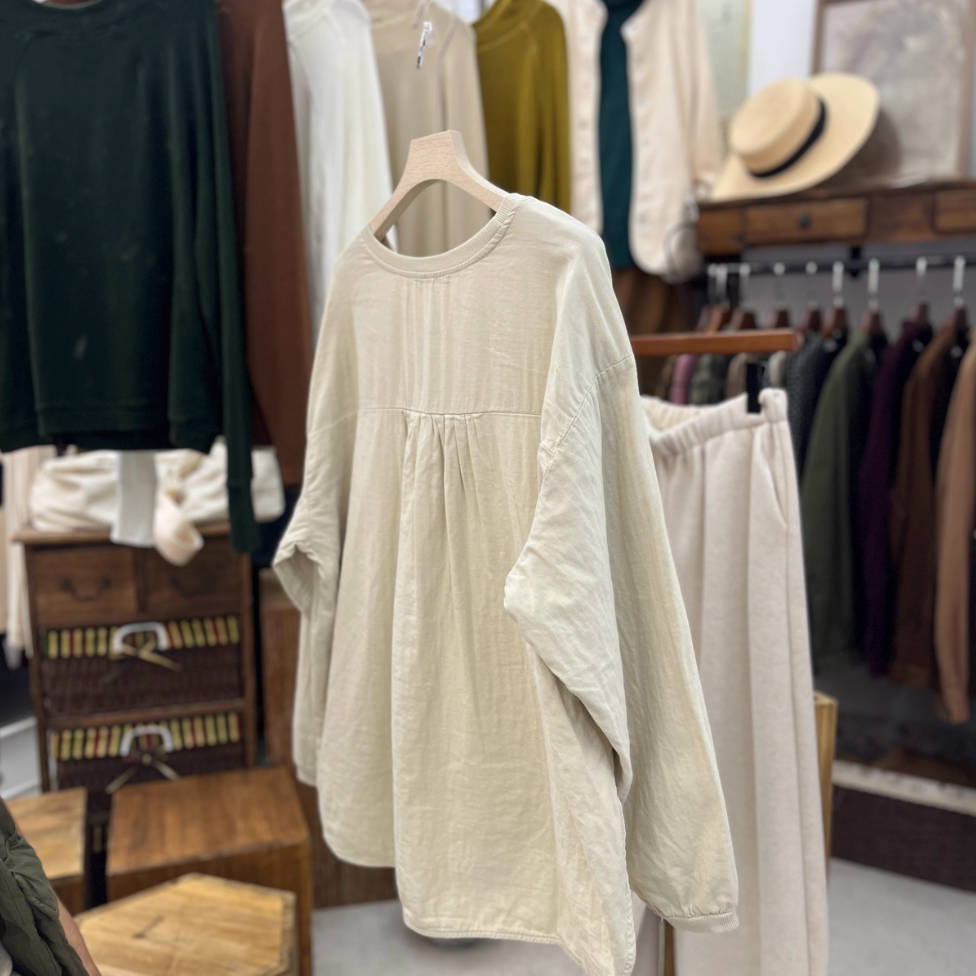 Autumn Cotton Comfortable Round Neck Solid Color Tops