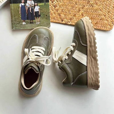 Casual Top Leather Round Toe Platform Patchwork Ankle Boots