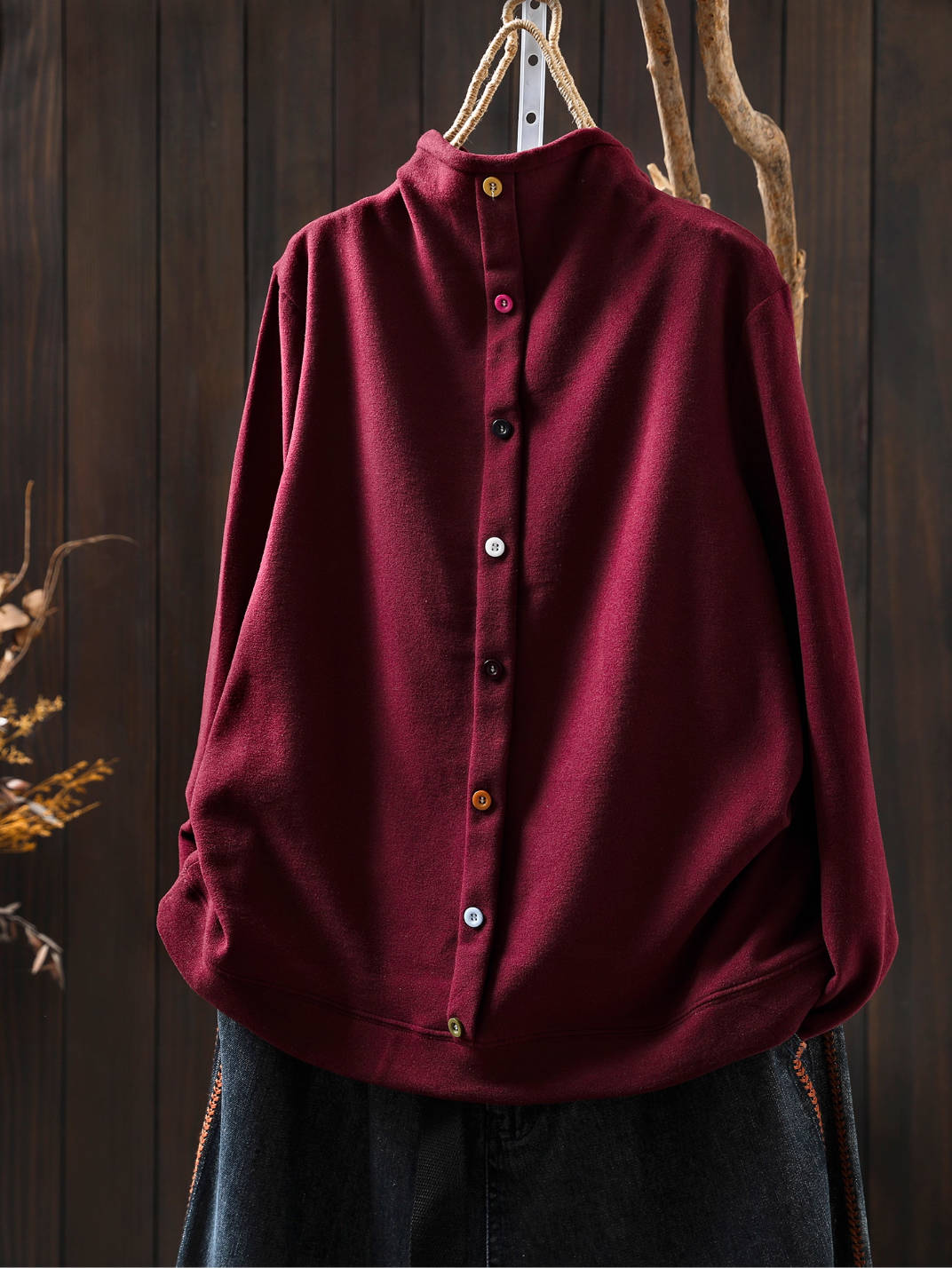 Women Warm High Neck Single-Breasted Soft Comfy Pullovers