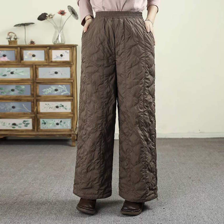Winter Warm Solid Color Cotton-In Soft Loose Ankle-Cinching Pants