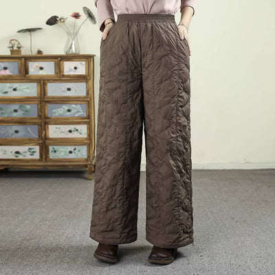 Winter Warm Solid Color Cotton-In Soft Loose Ankle-Cinching Pants