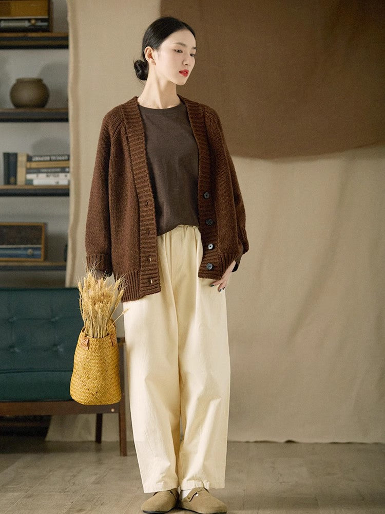 100% Bamboo Cotton Round Neck Soft Embroidered Loose Coffee Overshirt