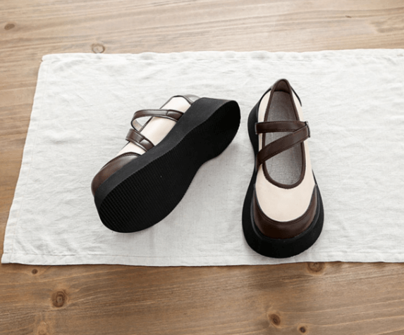 Babakud Women Vintage Color-Block Mary Jane Shoes