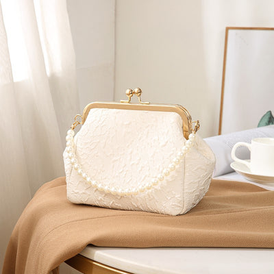 Elegant Mini Crinkled Shell Bag Pearl Clutch Bag