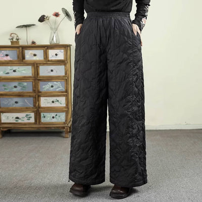 Winter Warm Solid Color Cotton-In Soft Loose Ankle-Cinching Pants