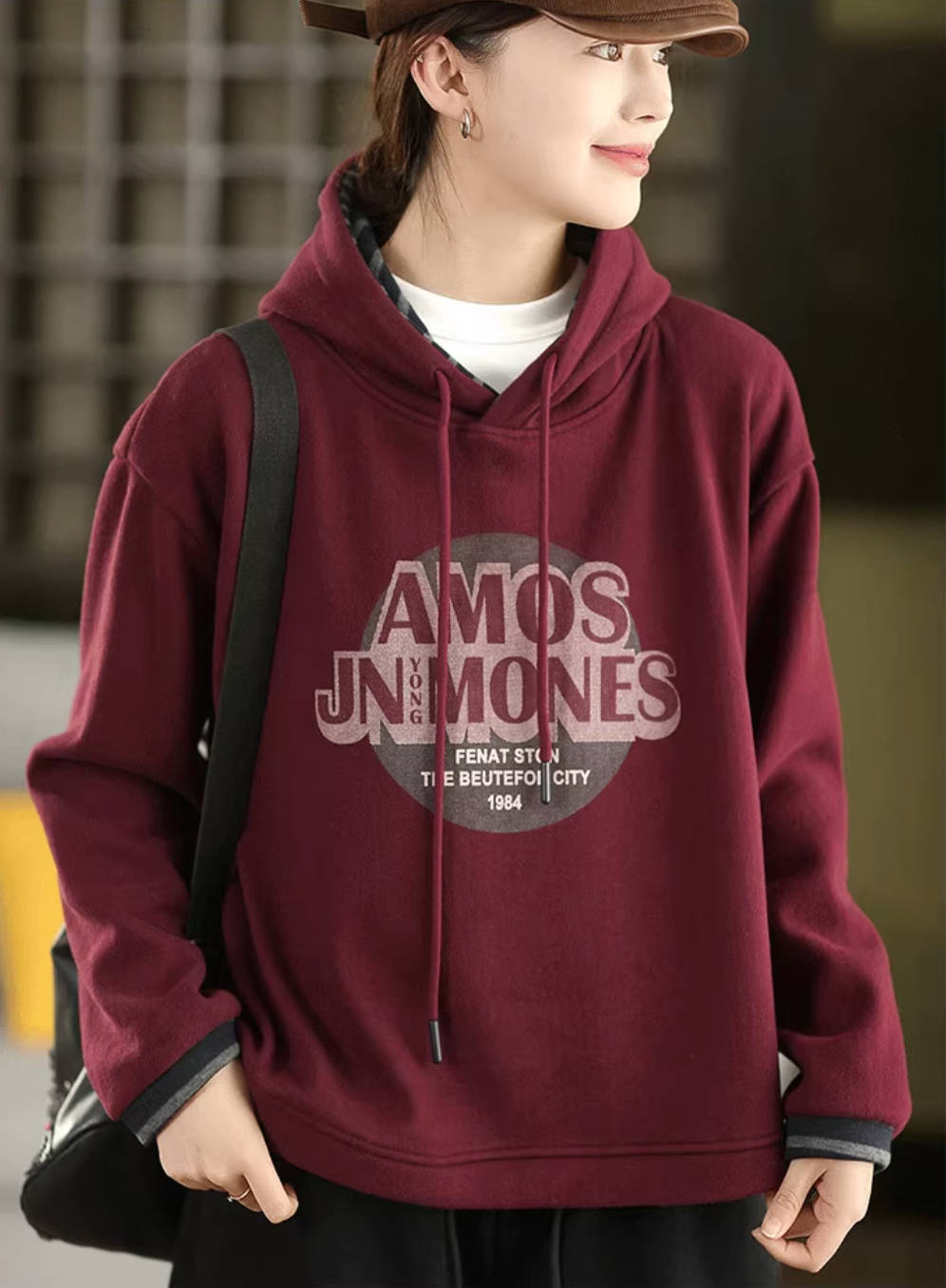 Winter Cotton Knitted Letters Printed Thick Plush Hoodies